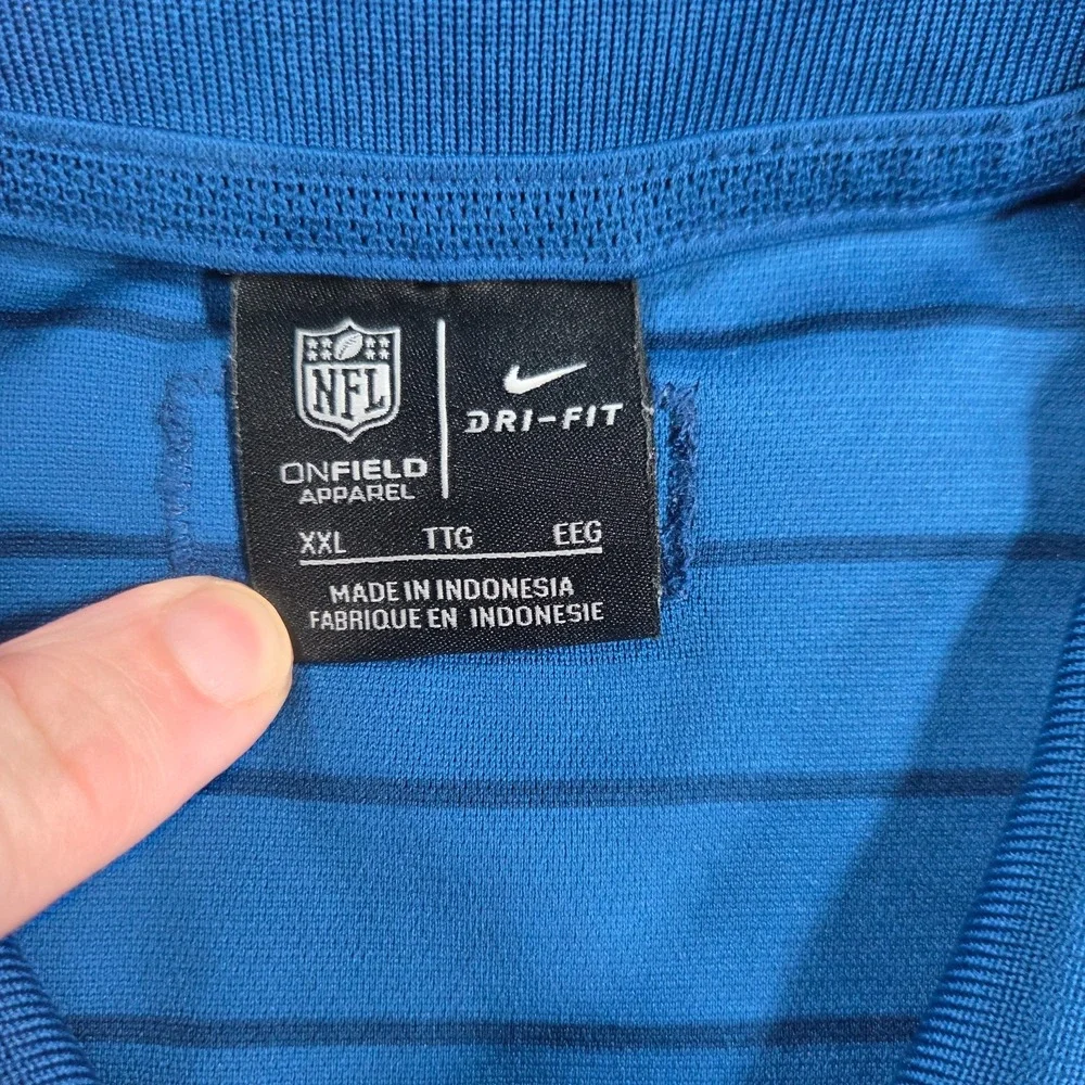 Nike NFL Colts Men's 2XL Dri-Fit Blue Short Sleeve Polo Shirt On Field